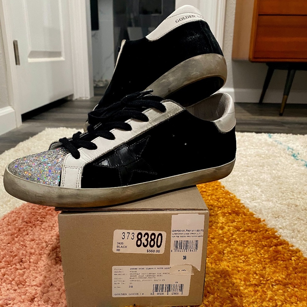 Golden Goose Suede and Glitter Superstars Size 38
